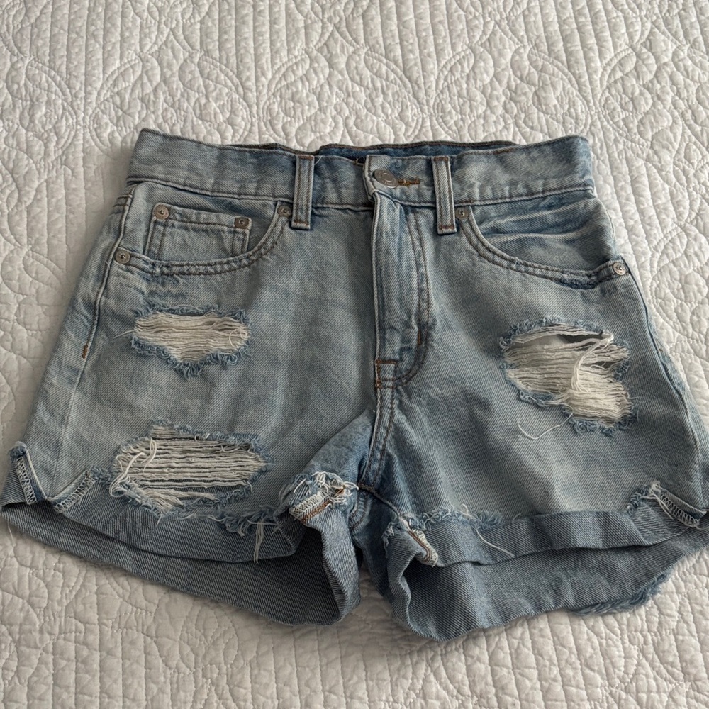 Aeropostale Mom Short Distressed Denim Women Shorts Size 00 Cutoffs